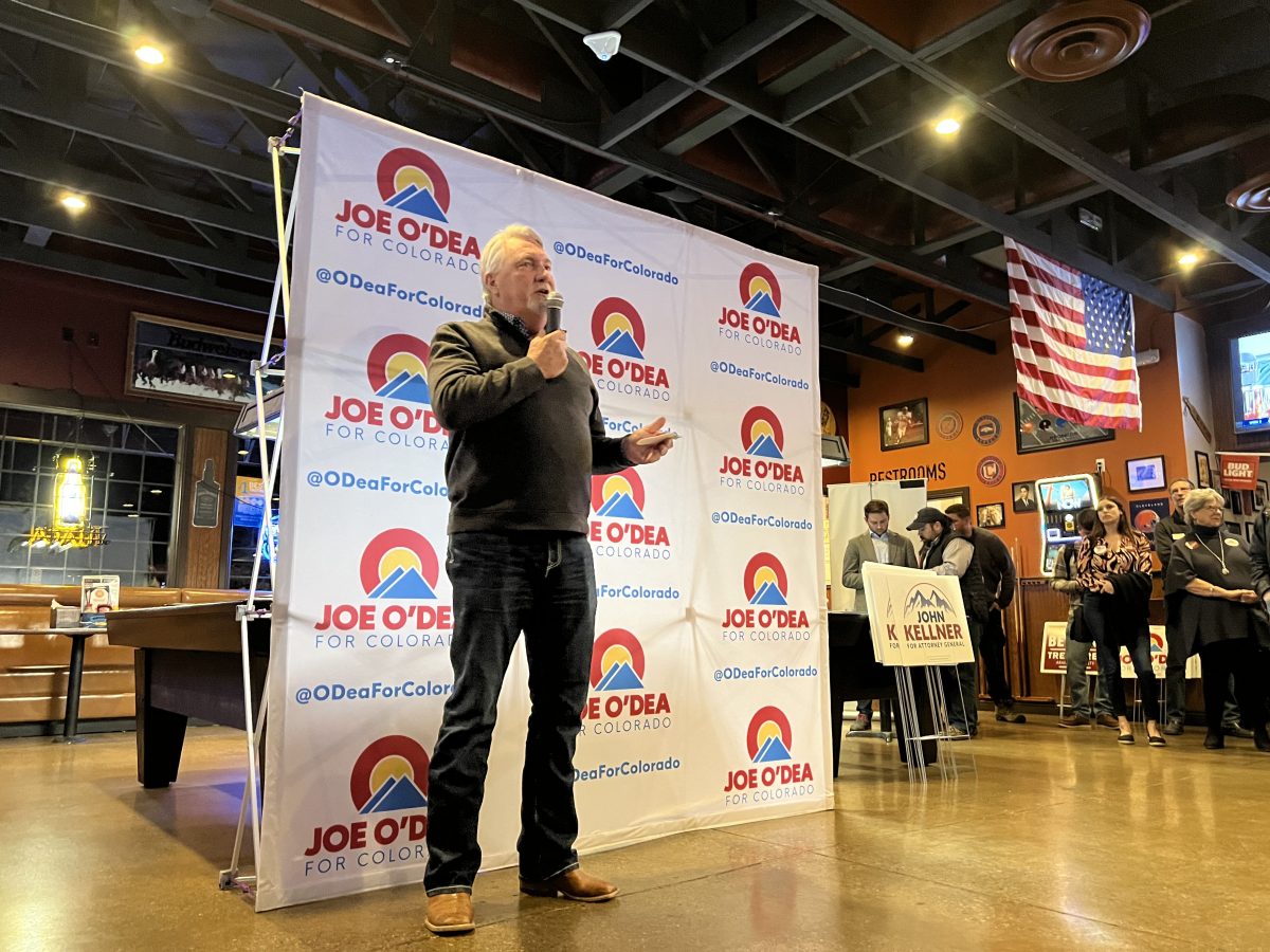 Joe O'Dea speaks at JJ's Place in Aurora